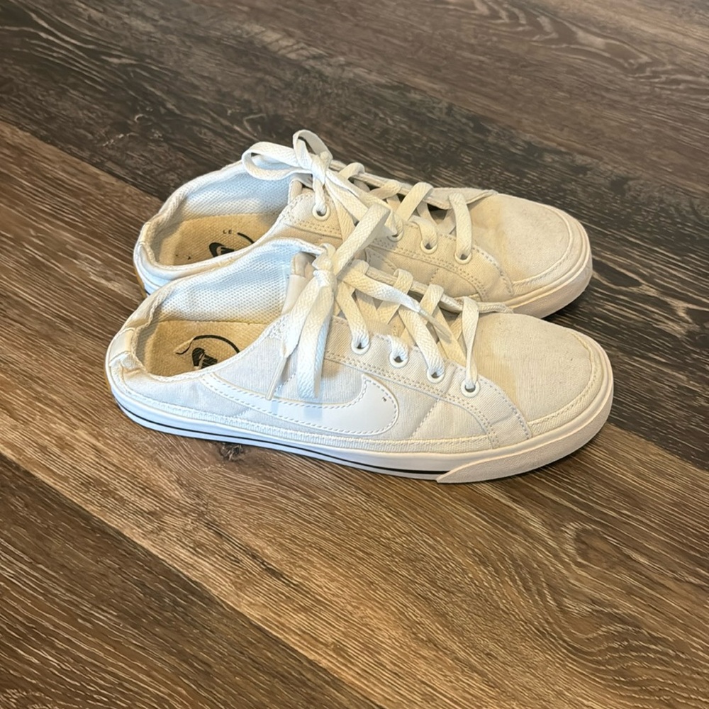 White Nike Court Slides